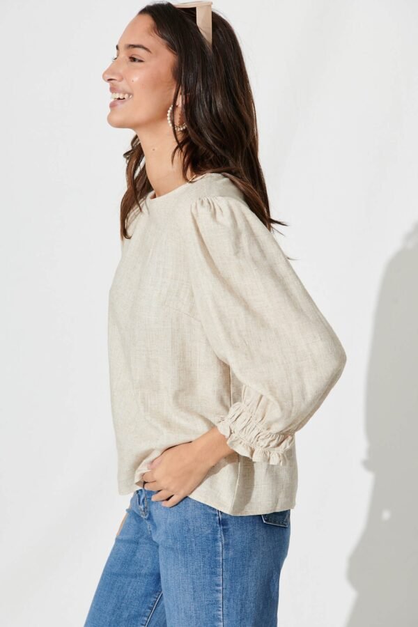 Top In Oatmeal Cotton Linen