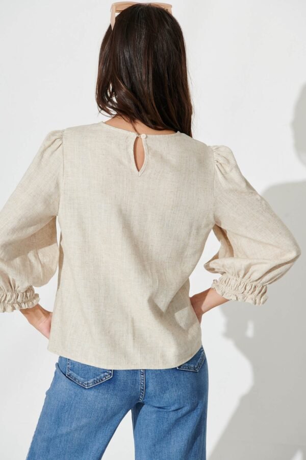 Top In Oatmeal Cotton Linen