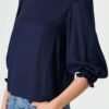 Top In Navy Cotton Linen