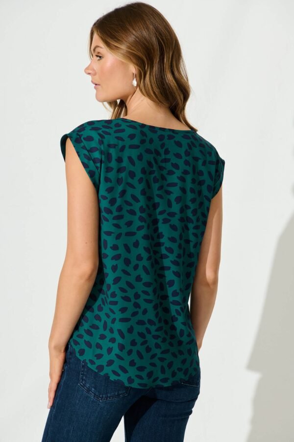 Top In Teal With Navy Leaf