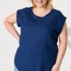 Top In Navy Linen Blend