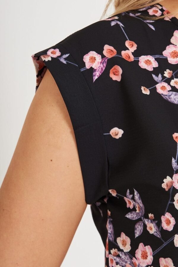 Top In Black With Cherry Blossom